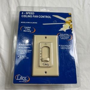 Litex Industries Ceiling Fan Control, 4 Speed Fan Switch for Ceiling Fan A021123